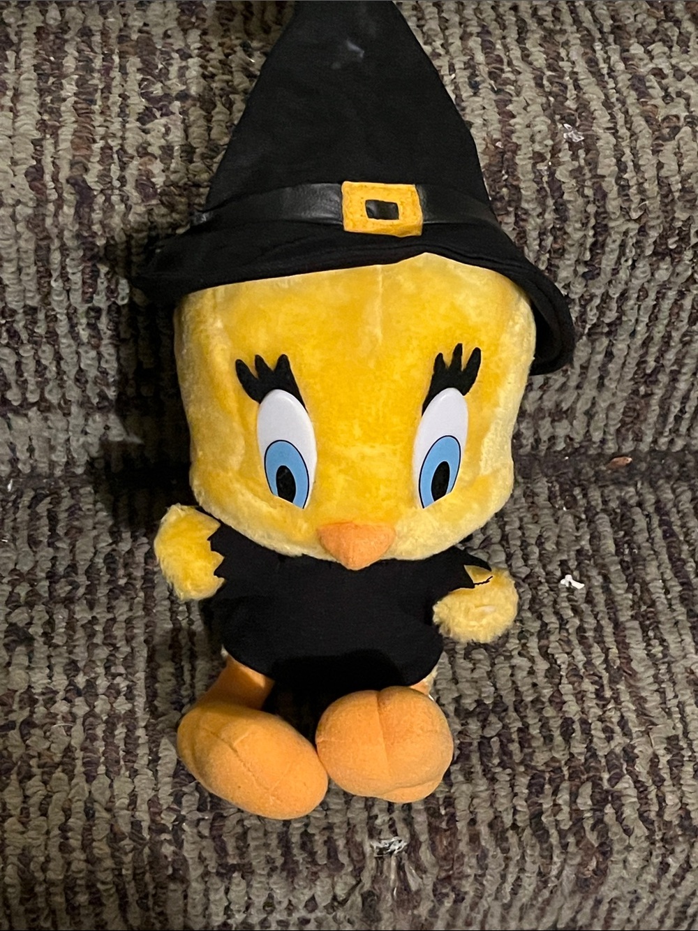 Tweety Plush Bird in Yellow with Black Witch Hat and Outfit